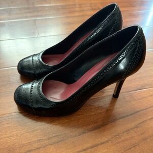 KATE SPADE Kelley Black Patent Leather Wingtip Pumps Women's Sz 6.5M $328 Italy